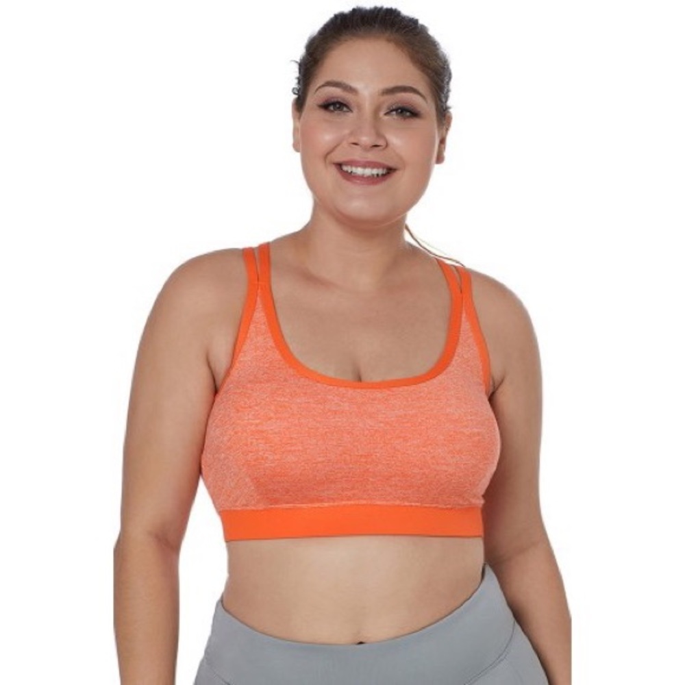 Orange Double Strap Women's Sports Bra